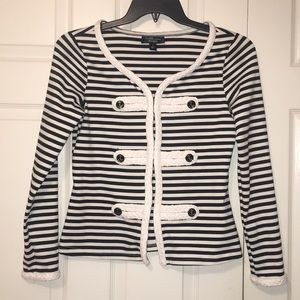 Nautical Black & White Striped Blazer Size Small